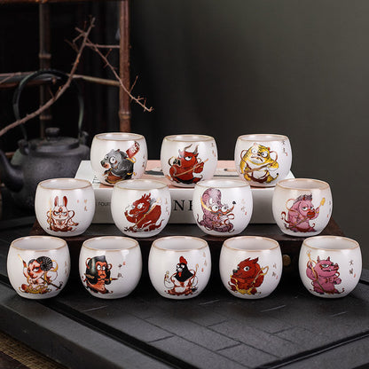 Twelve Chinese Zodiac Signs Whole Set of Smelling Cup Teacups