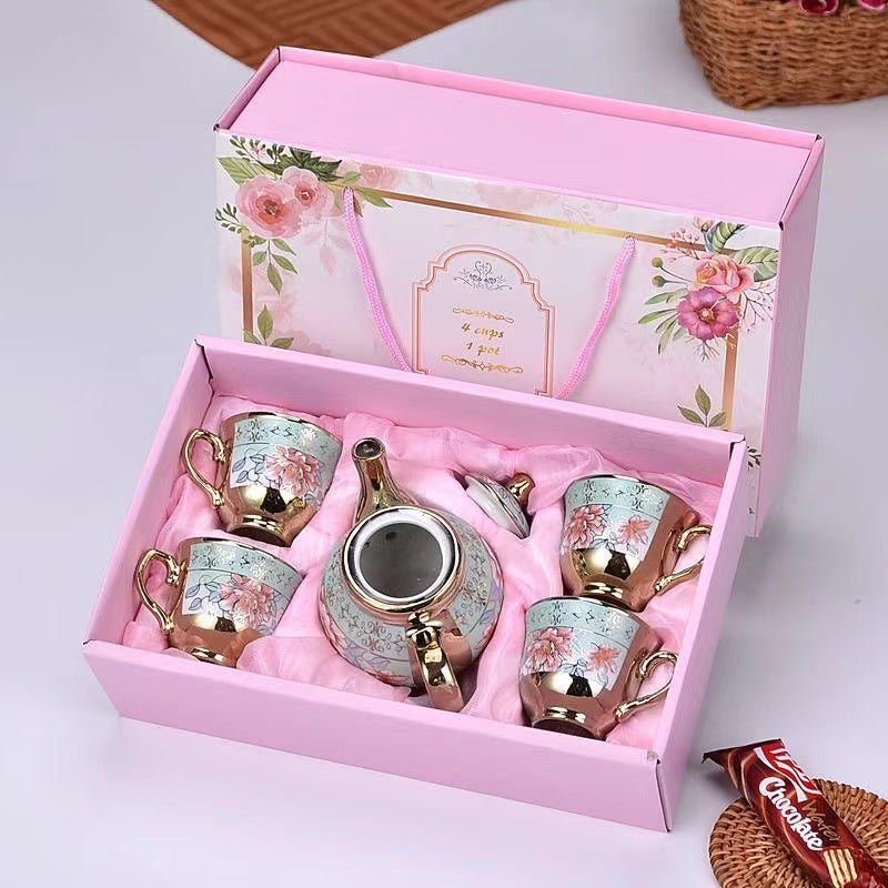 Creative European style plating ceramic tea set gift ceramic cup pot companion set