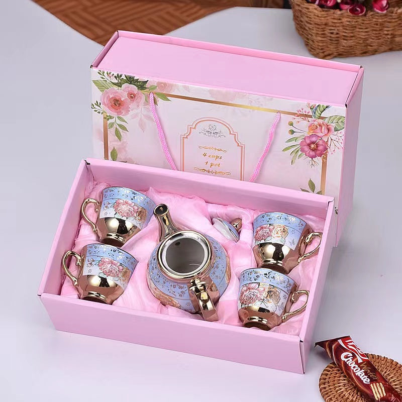 Creative European style plating ceramic tea set gift ceramic cup pot companion set