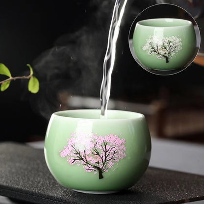 Cherry Blossom Teacup Turns Pink Flowers in Hot Water